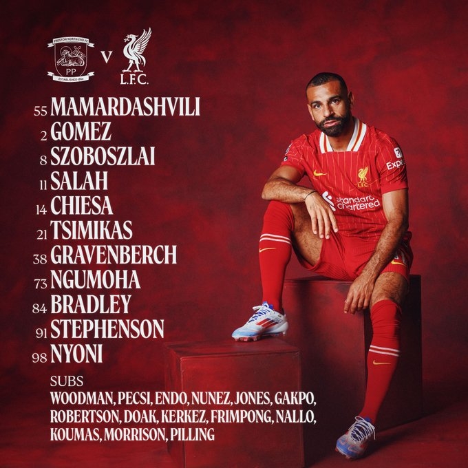 云开体育-利物浦vs普雷斯顿首发：玛玛达什维利首秀！萨拉赫先发维尔茨缺阵